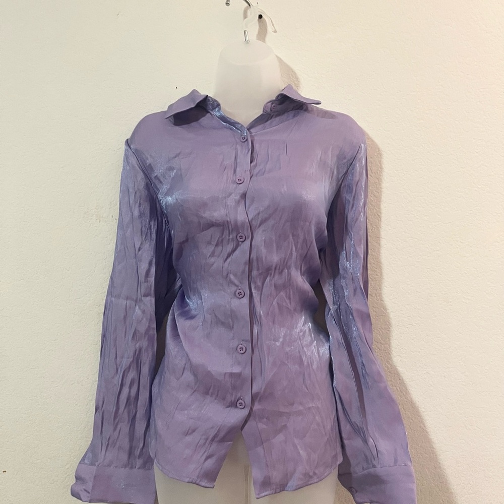 Lavender Button-Up Women's Top